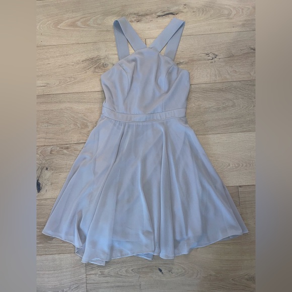 Light gray cross neck mini dress - Picture 2 of 2